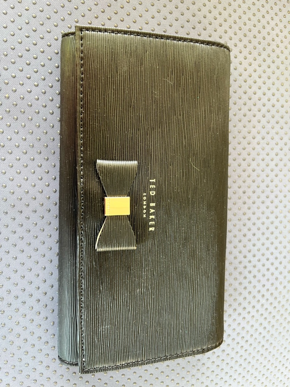 Ted Baker Black Bow Small Crossbody Card Holder with Gold Accent